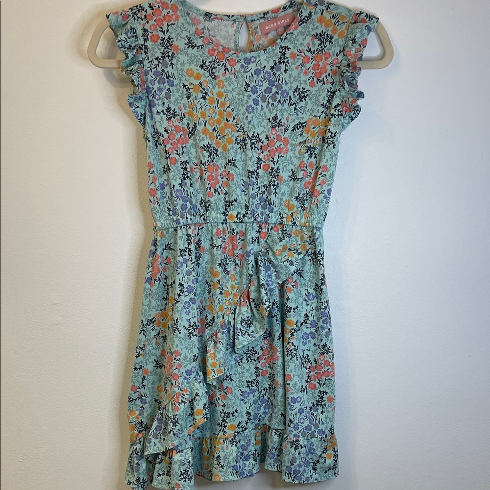 BCBG Floral Dress in Blue Orange Pink Size Medium 10/12